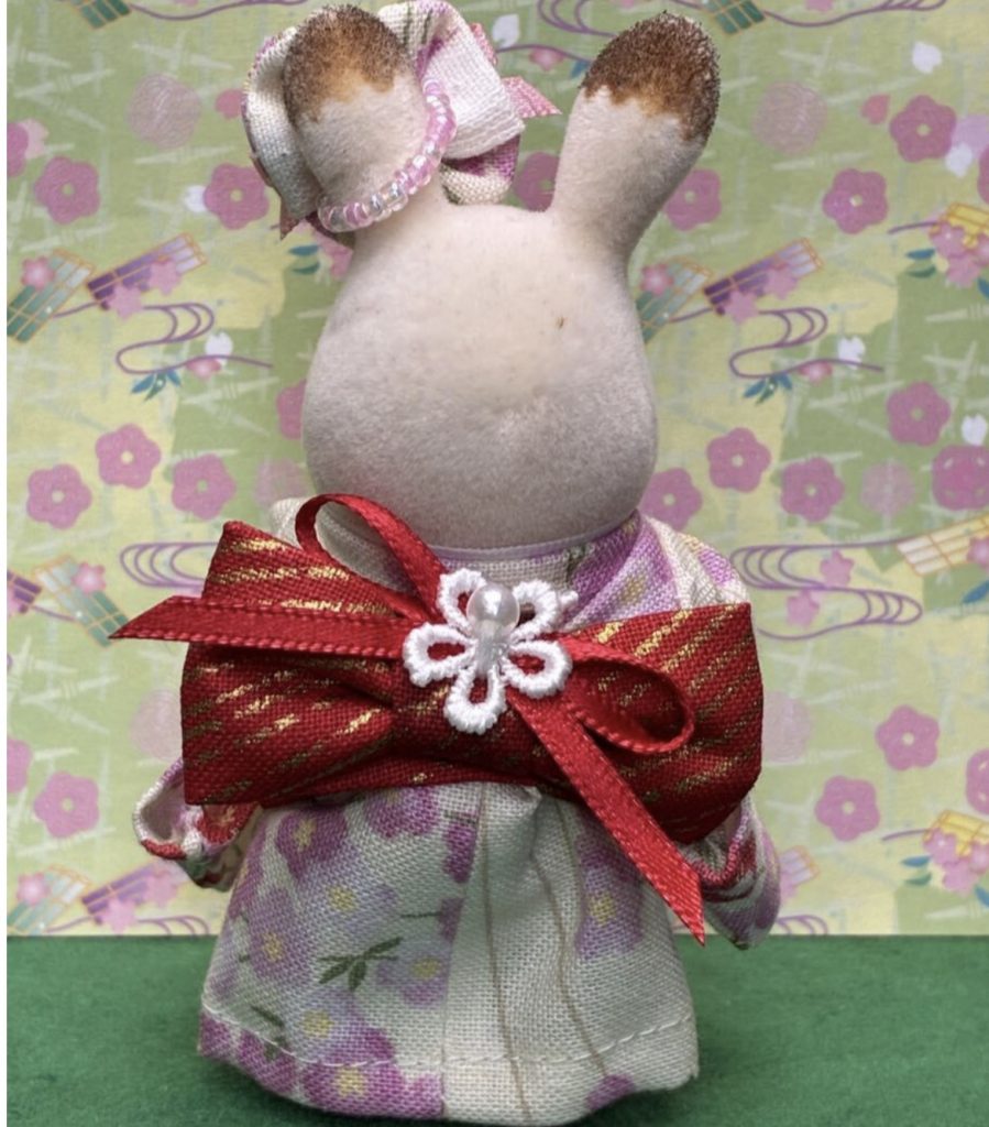 White Floral-Patterned Kimono for Big Sister Handmade