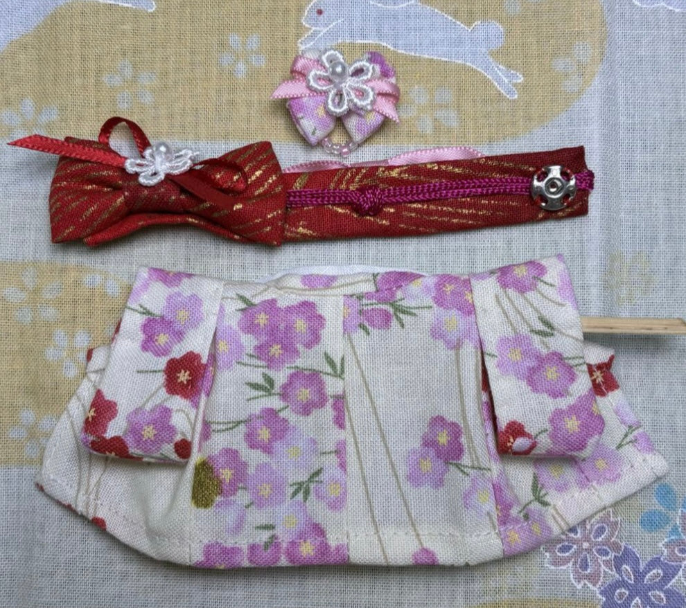 White Floral-Patterned Kimono for Big Sister Handmade