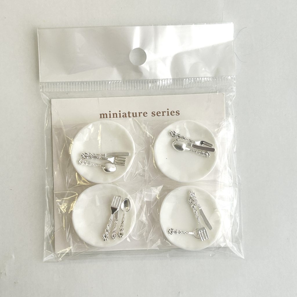 Miniature Plates and Cutlery 4 sets Natural Kitchen