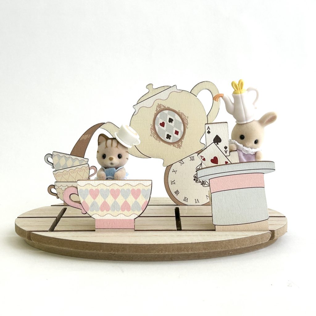Wooden Stand Board Whimsical Tea Party Natural Kitchen