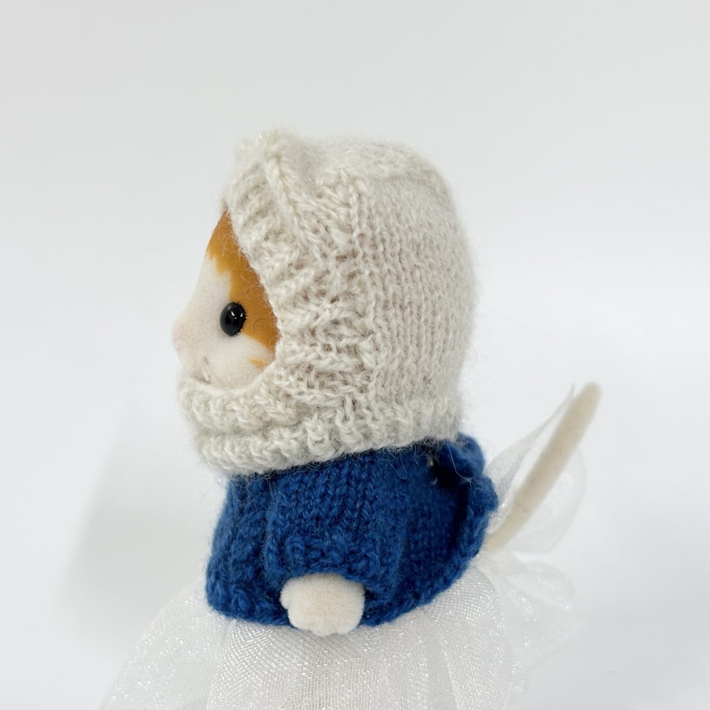 Knitted Cat Ear Hood White Handmade