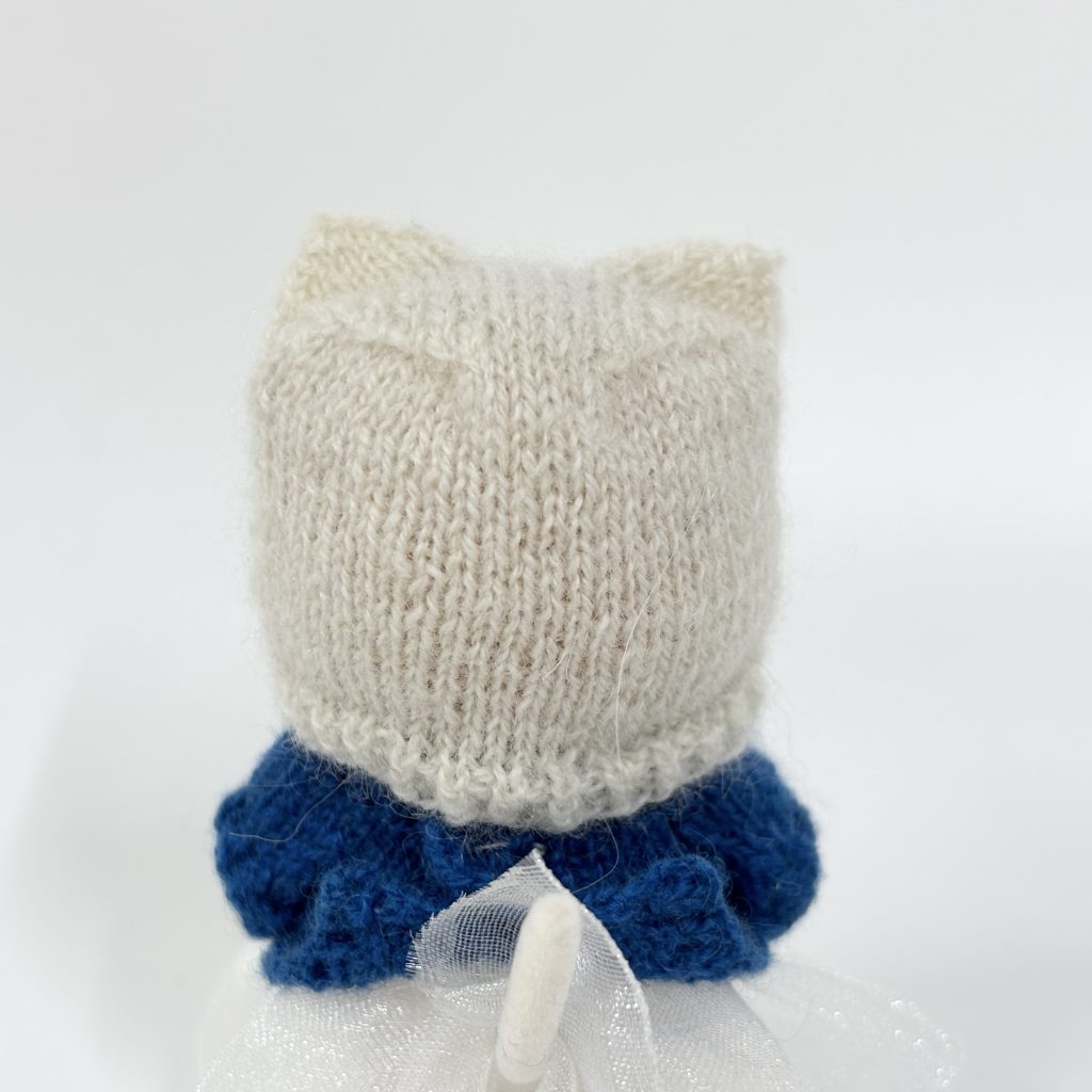Knitted Cat Ear Hood White Handmade