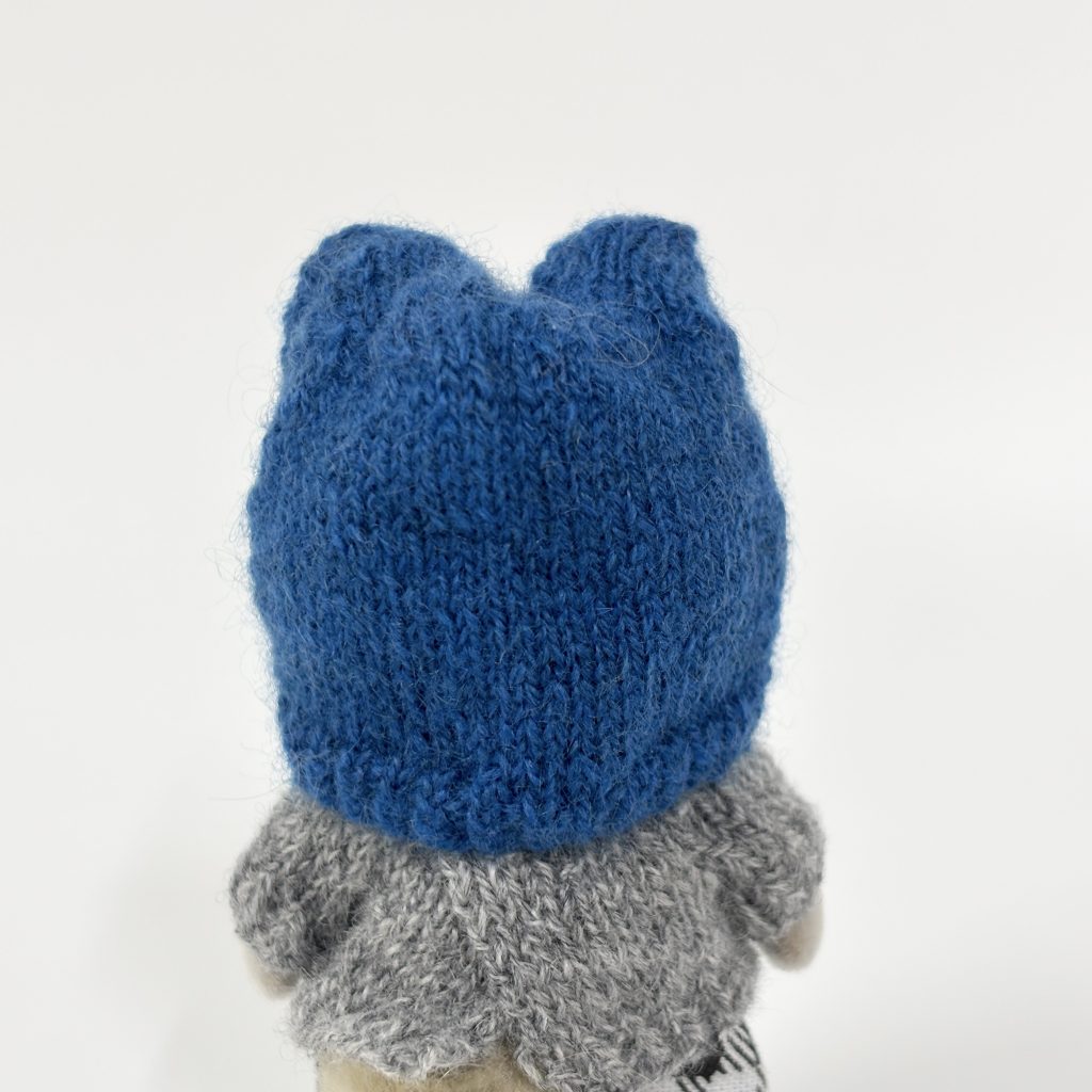 Knitted Cat Ear Hood Blue Handmade