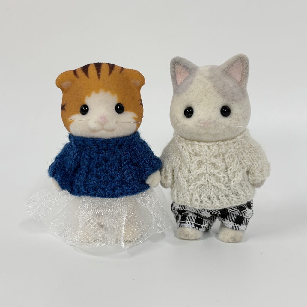 Knitted Cable Sweater Blue White Handmade