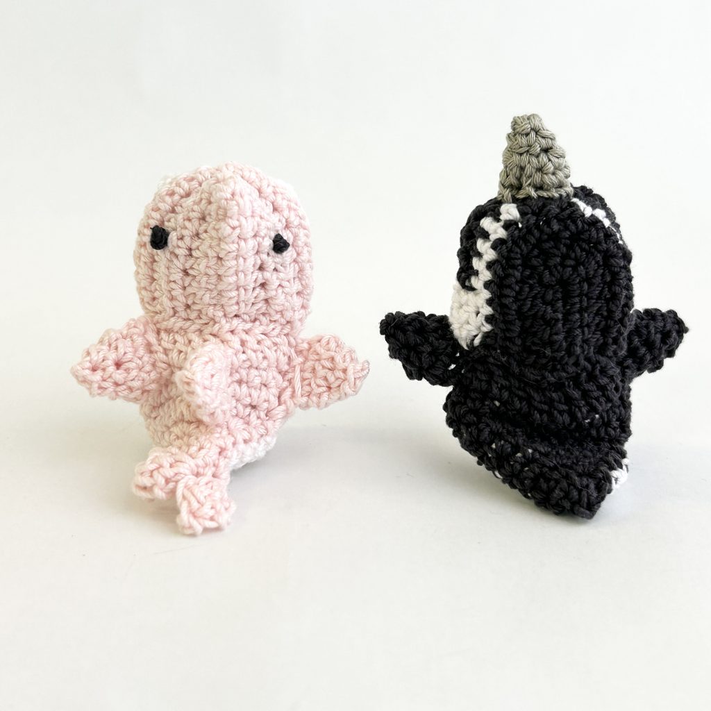 Crocheted Shark and Penguin Costumes Handmade