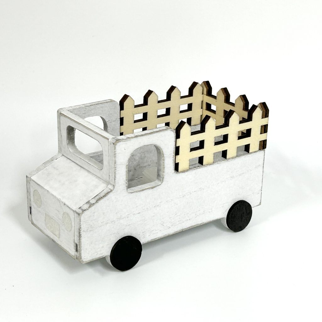 White Truck with Cargo Bed Natural Kitchen