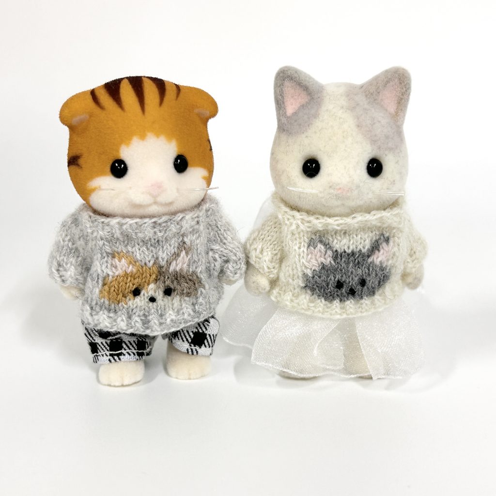 Cat Sweater Set Grey Handmade