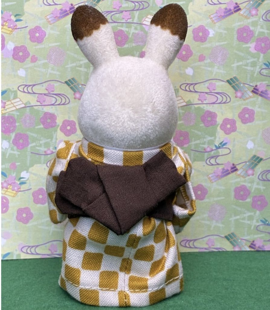 Yellow plaid kimono for father Handmade