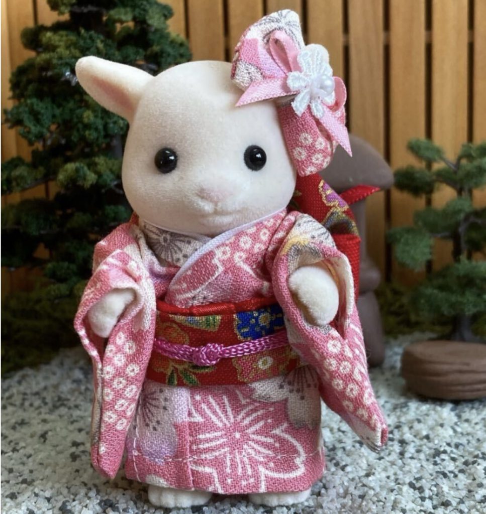 Kimono Sakura rose pour mère fait main