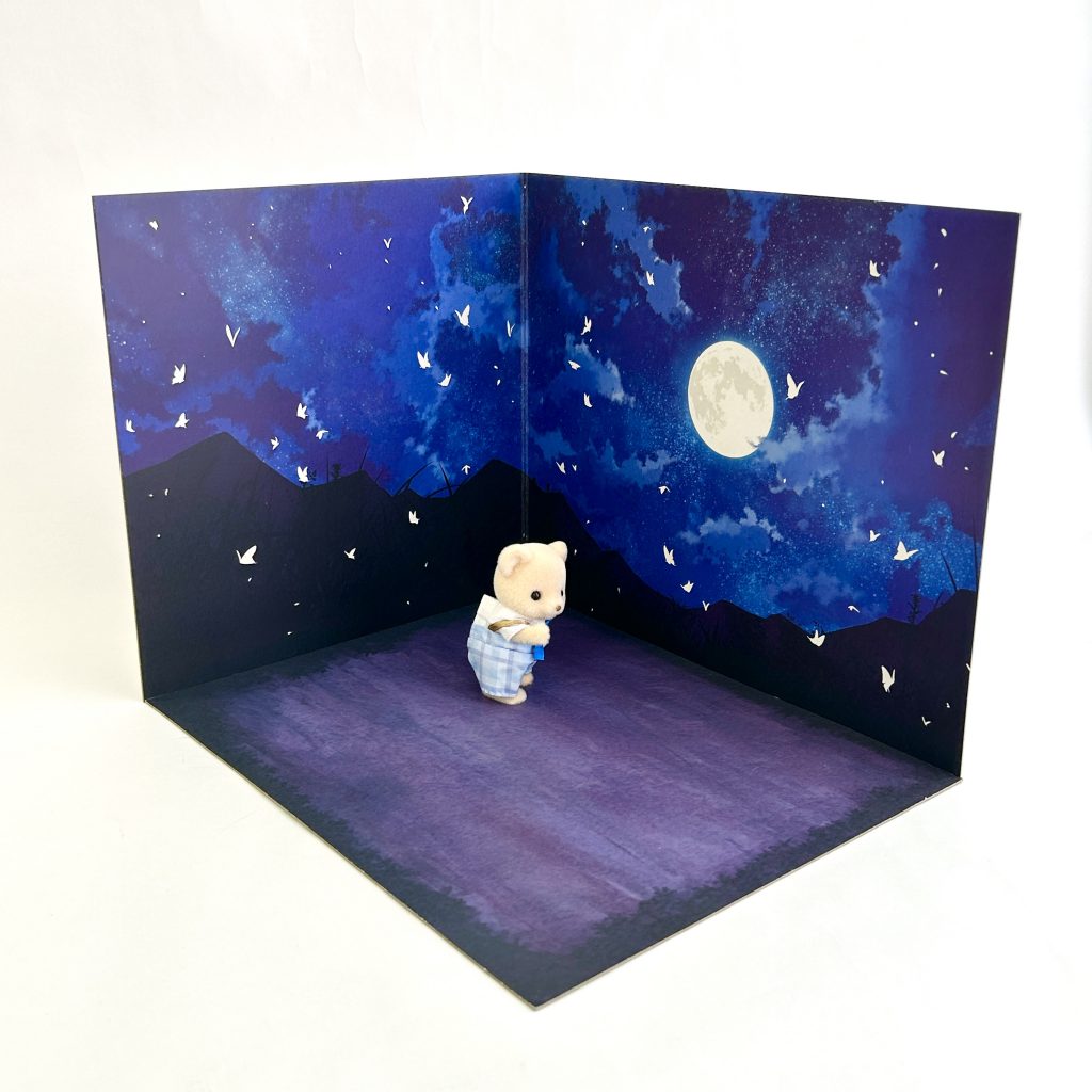 2WAY Background Board Moonlit Night Wisteria Flowers DAISO