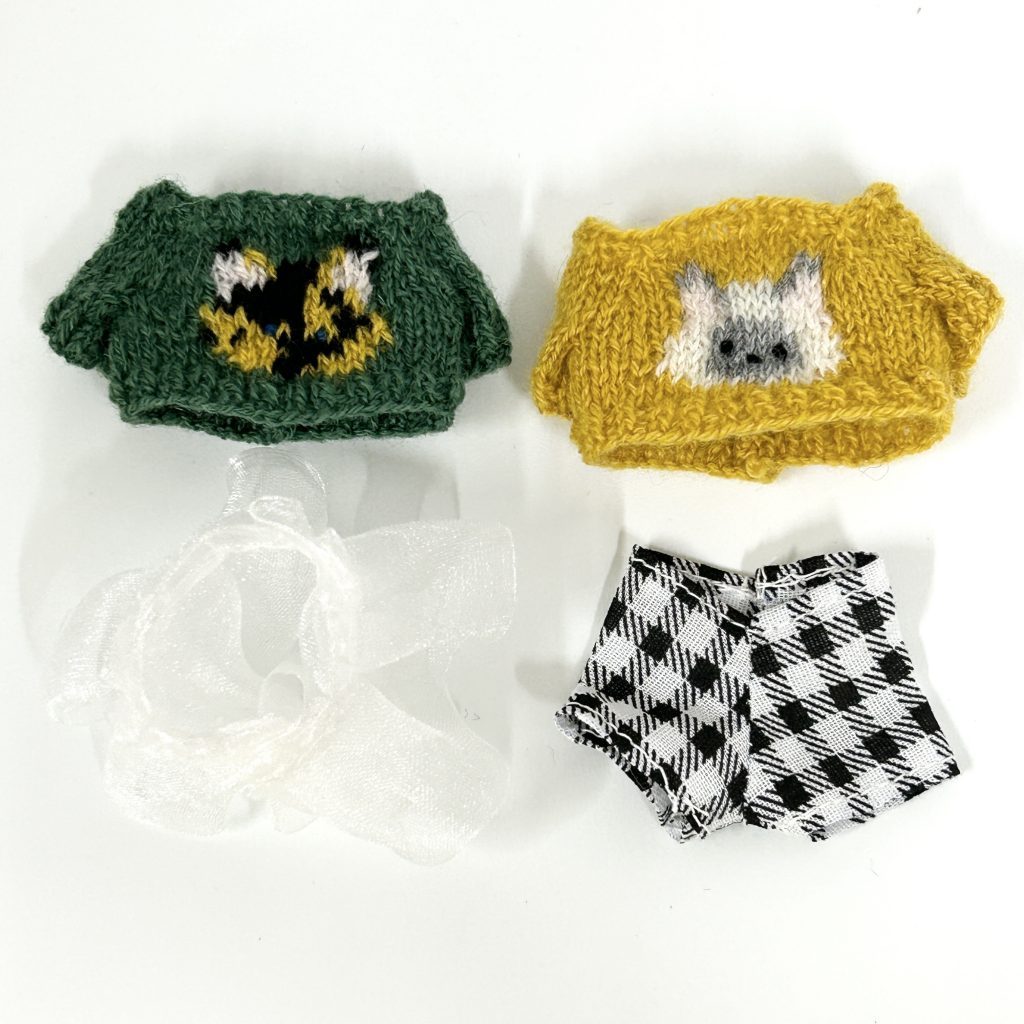 Cat Sweater Set Yellow Green Handmade