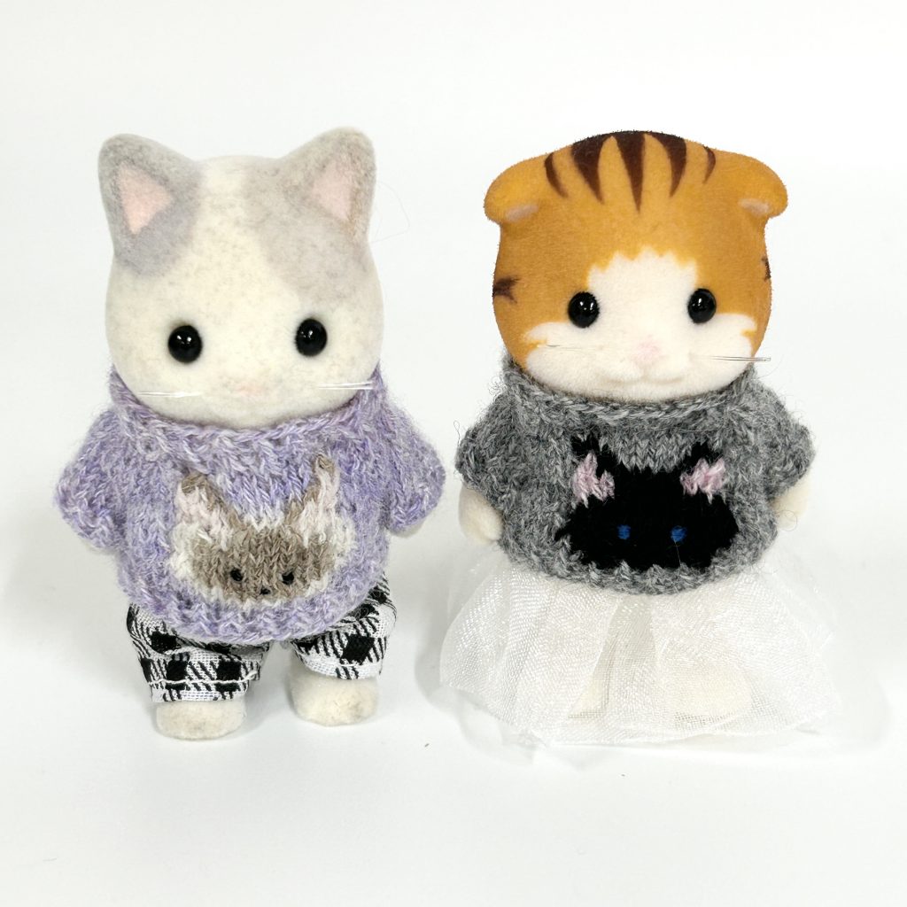 Cat Sweater Set Purple Black Handmade