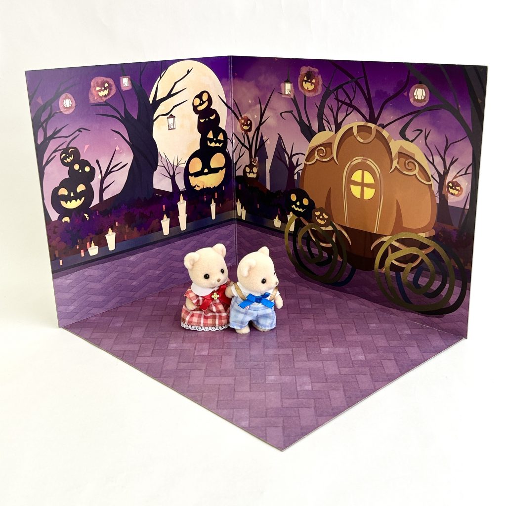 2WAY Background Board Halloween Carriage Moonlit Night DAISO