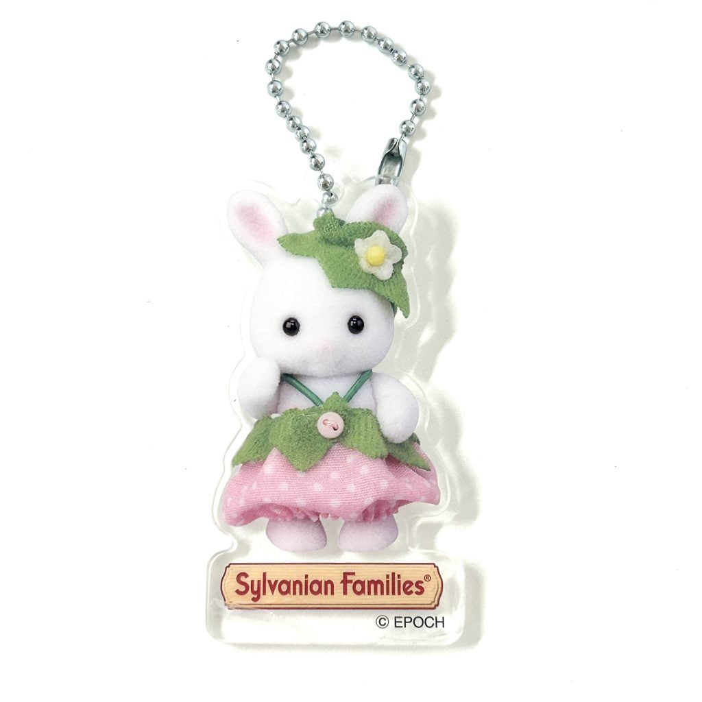 سلسلة مفاتيح أكريليك للأطفال - أرنب أبيض بالفراولة 2026 Sylvanian Families Calico Critters