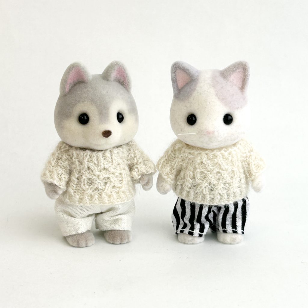 Conjunto de Suéter de Punto Blanco Hecho a Mano