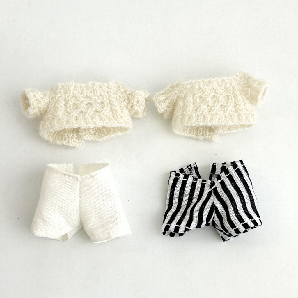 Conjunto de Suéter de Punto Blanco Hecho a Mano