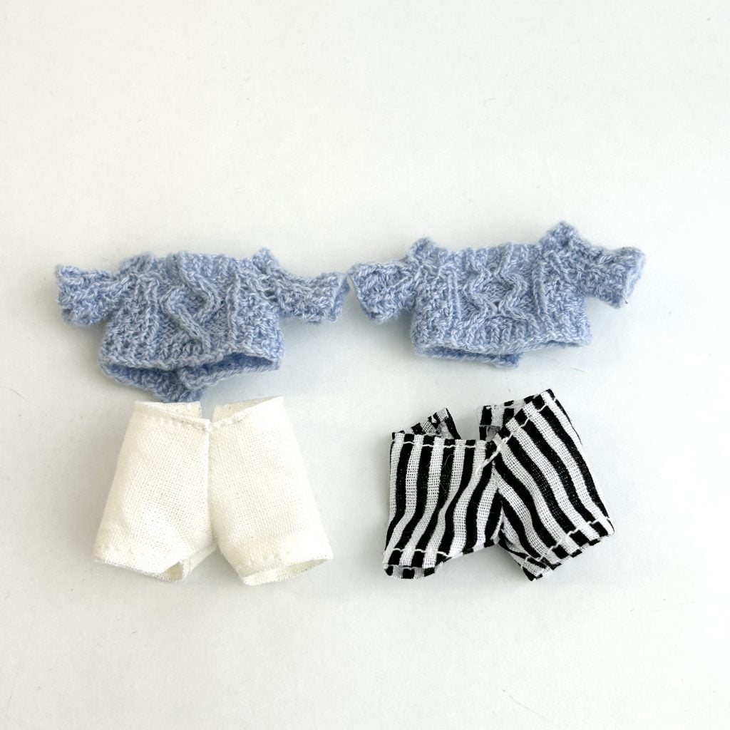 Blue Knit Sweater Set Handmade