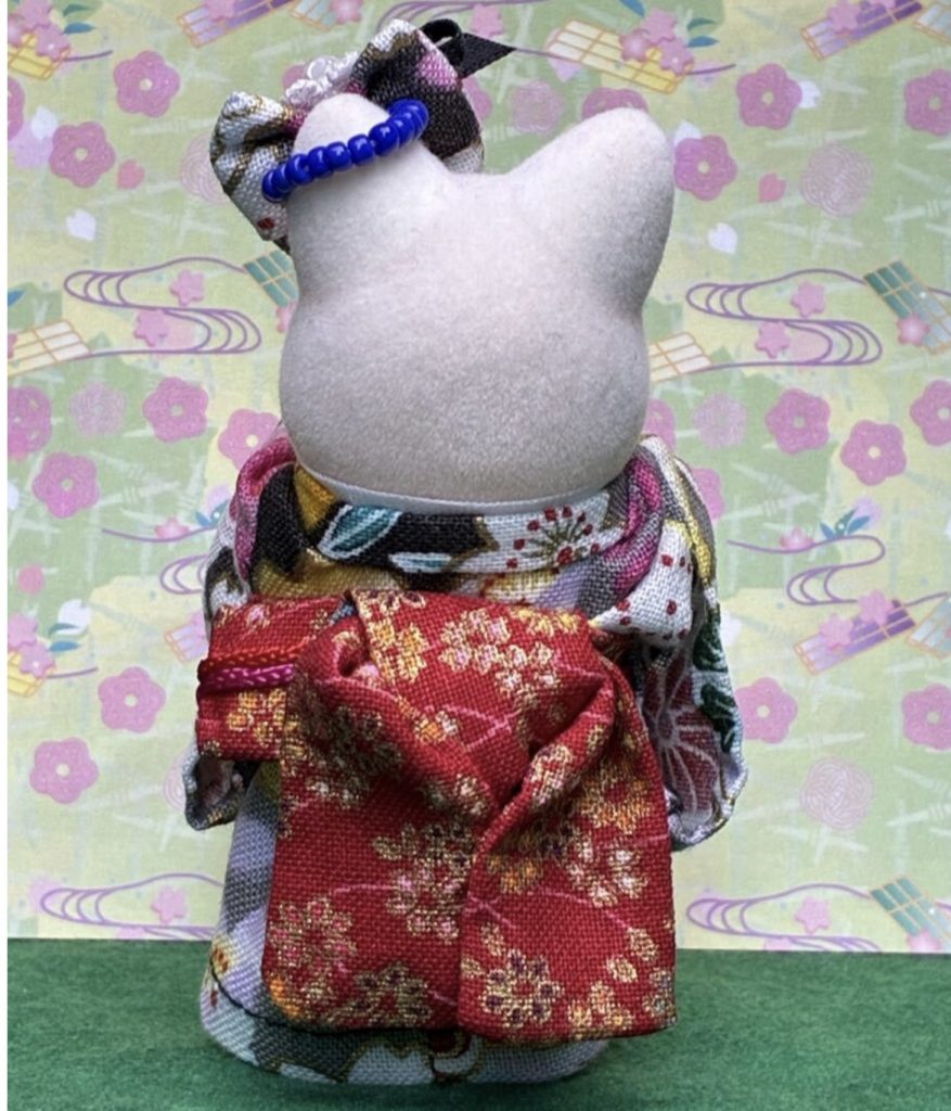 Kimono for Mother Black with Floral Pattern Handmade