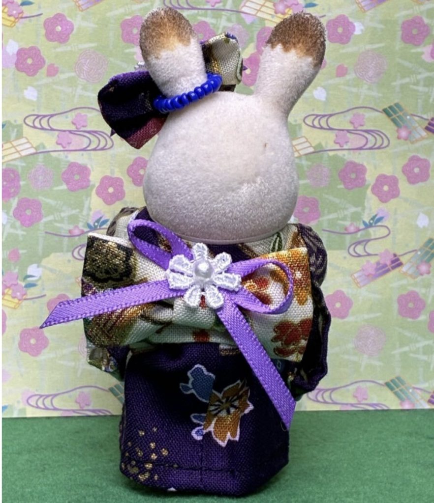 Kimono pour grande sœur violet à motif floral fait main