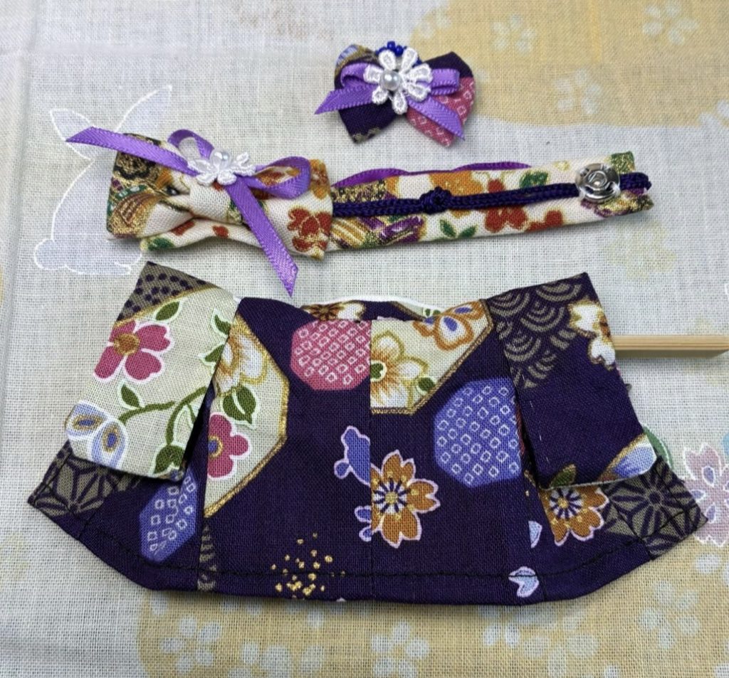 Kimono for Big Sister Purple with Floral Pattern Handmade