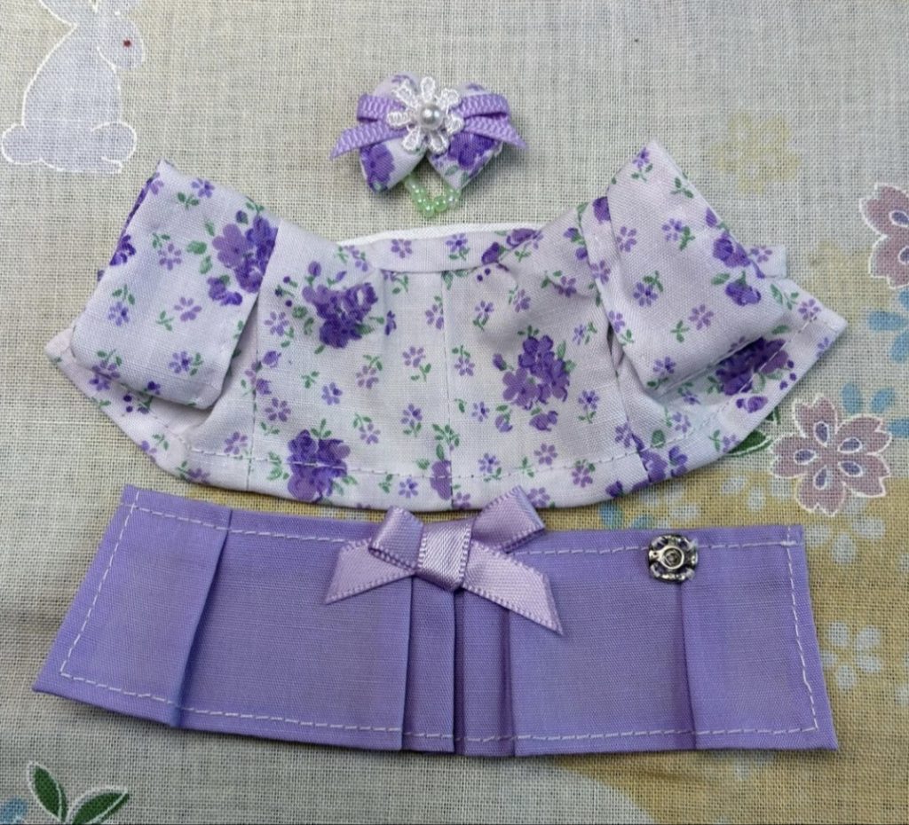 Hakama for Big Sister Purple with Floral Pattern Handmade