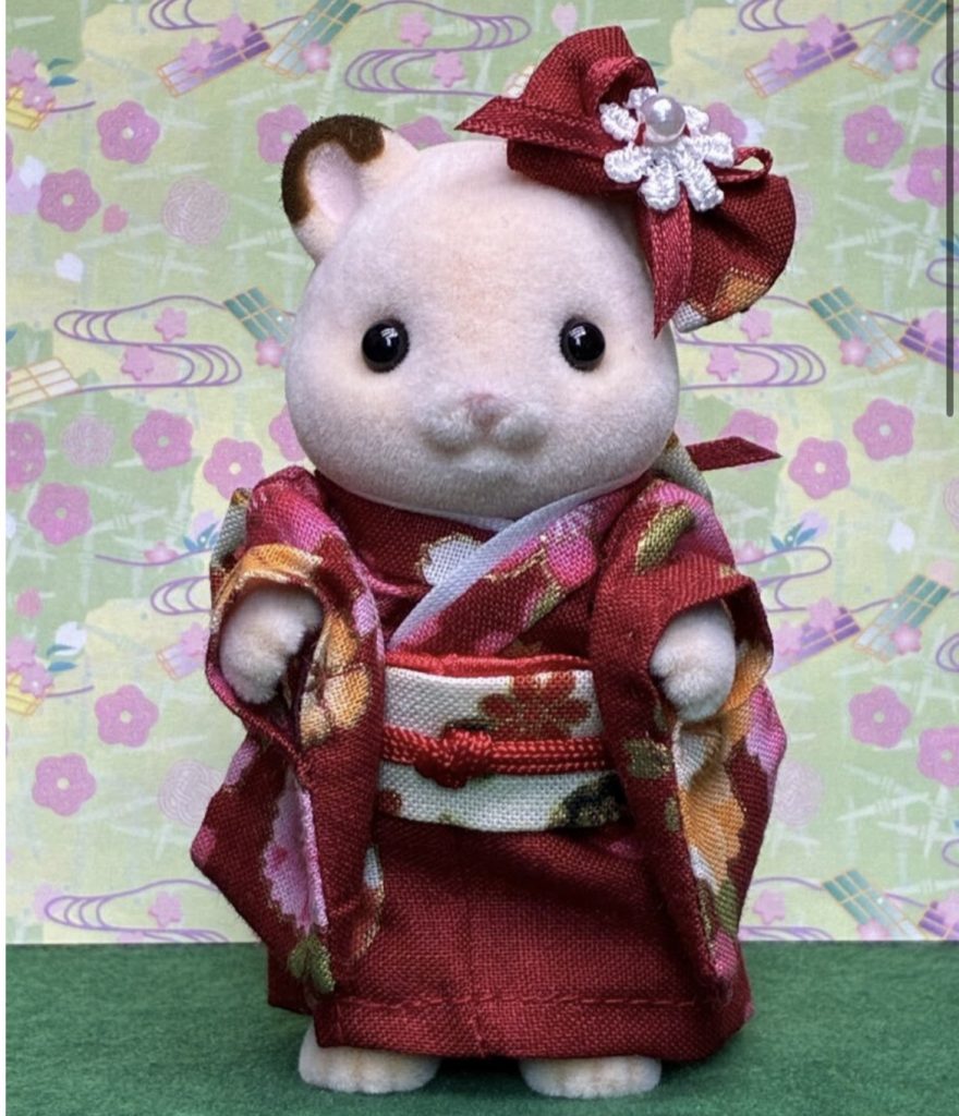 Kimono for Mother Red with Floral Pattern Handmade