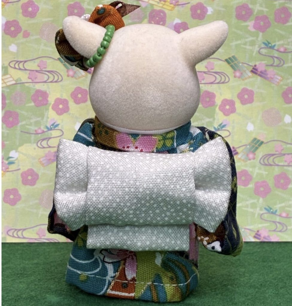 Kimono for Mother Green with Floral Pattern Handmade