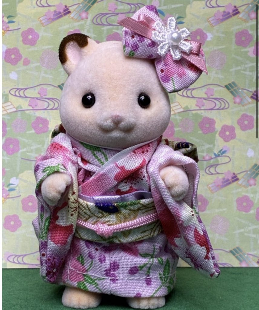 Kimono for Mother Pink with Floral Pattern Handmade