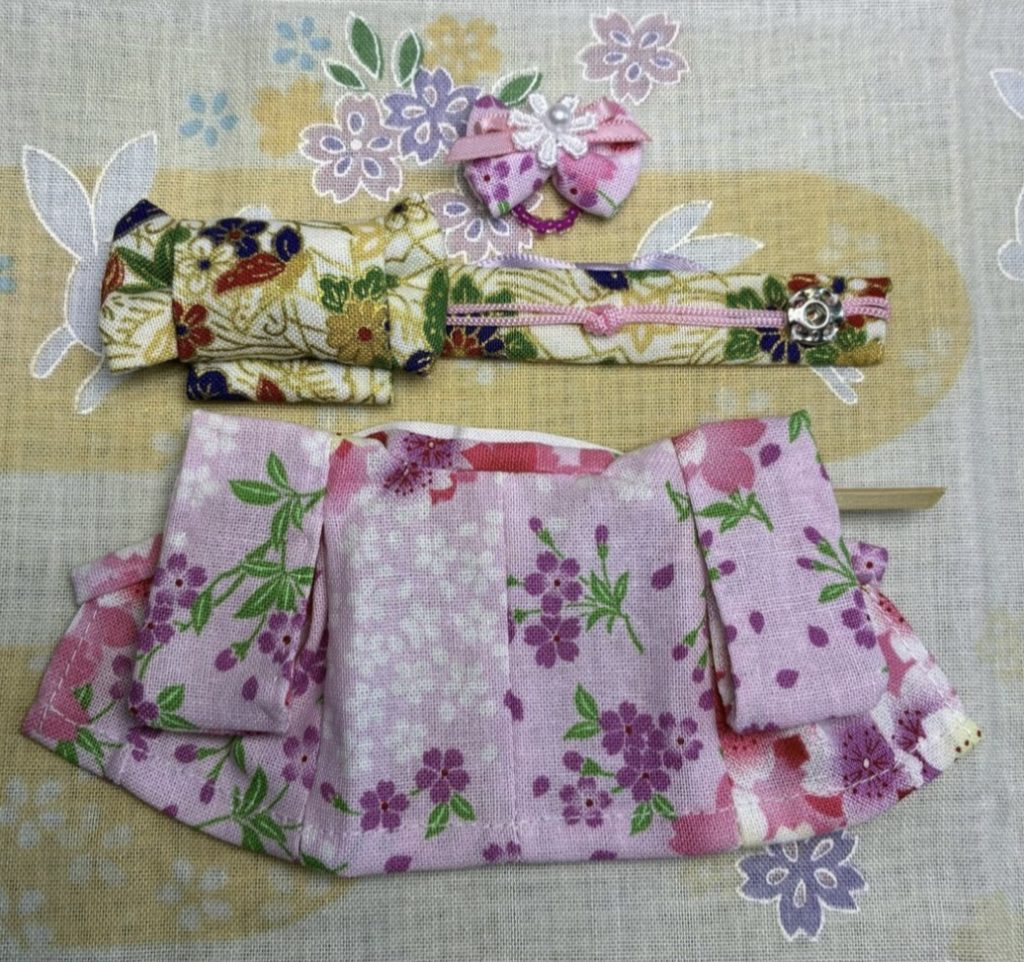 Kimono for Mother Pink with Floral Pattern Handmade