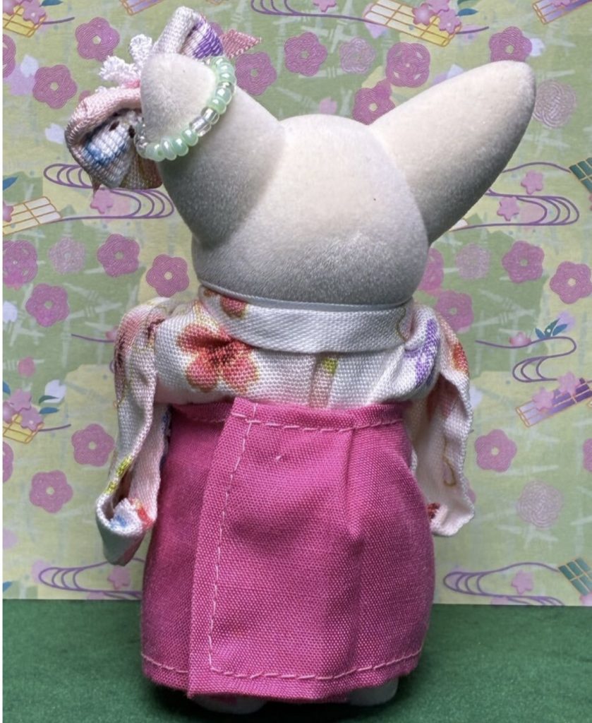 Hakama for Mother Pink with Floral Pattern Handmade