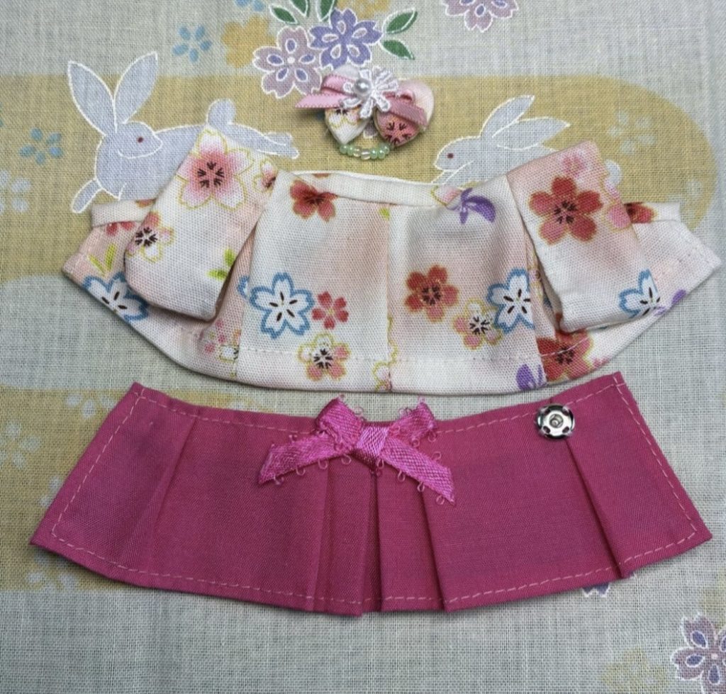 Hakama for Mother Pink with Floral Pattern Handmade