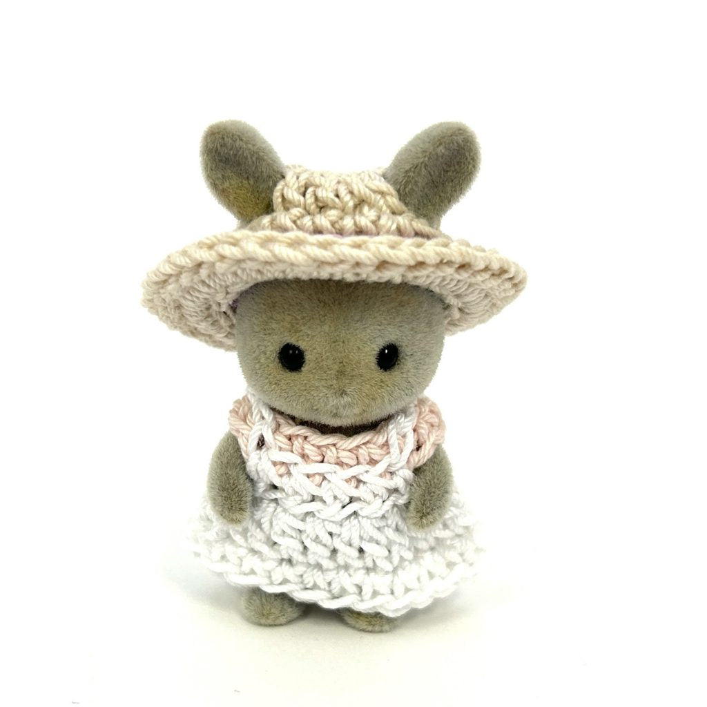 CONJUNTO DE VESTIDO Y SOMBRERO HECHO A MANO PARA BEBÉS Epoch Japón Sylvanian Families
