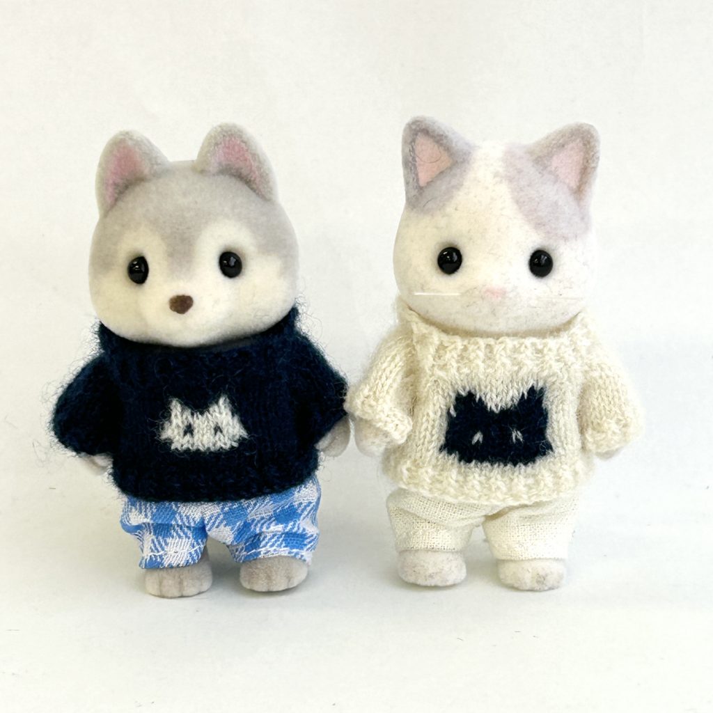 Knitted Sweater Set Cat Handmade