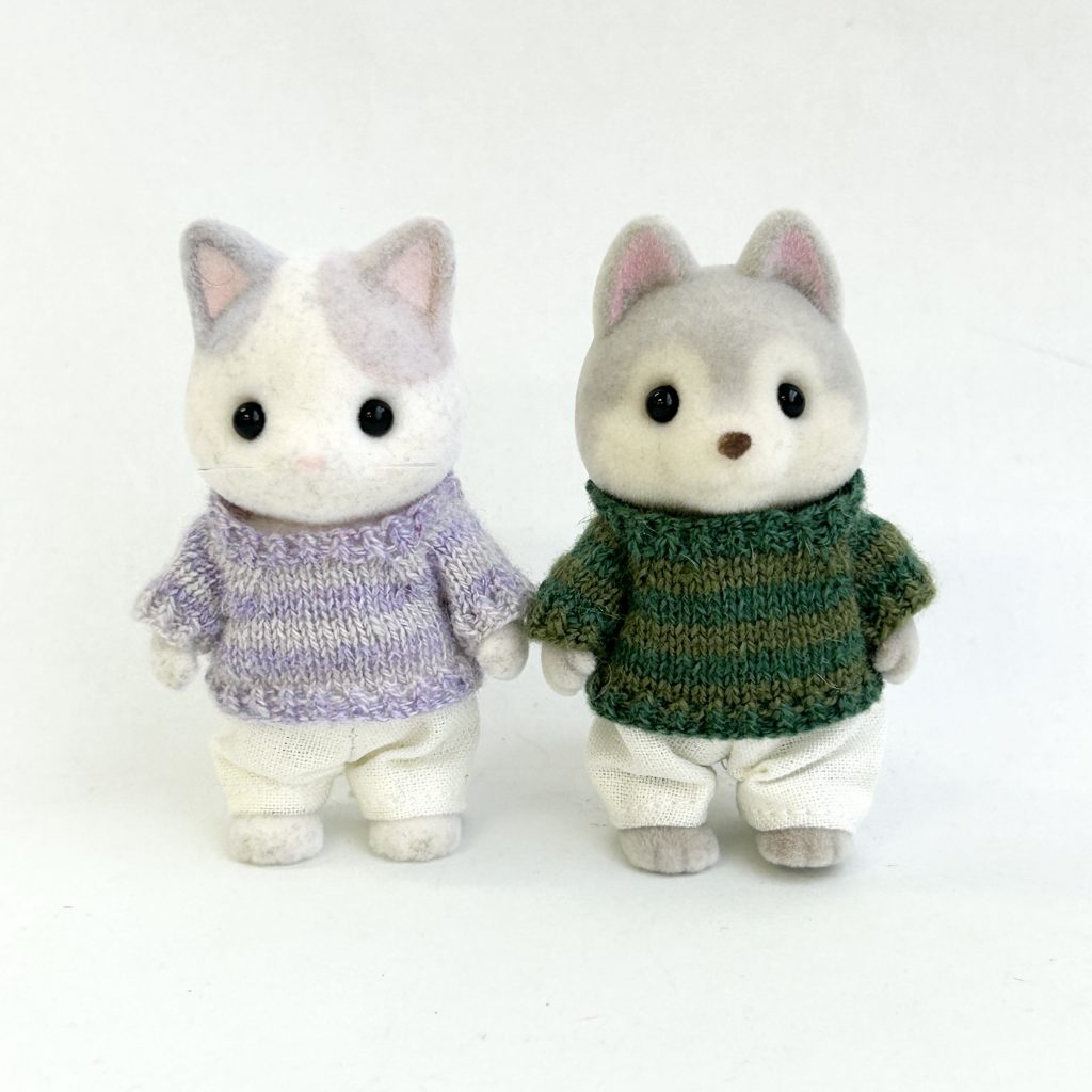 Ensemble de pull tricoté rayé fait main