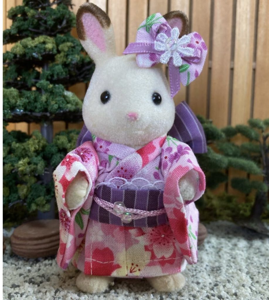 Yukata Sakura Rose pour Mère Fait Main