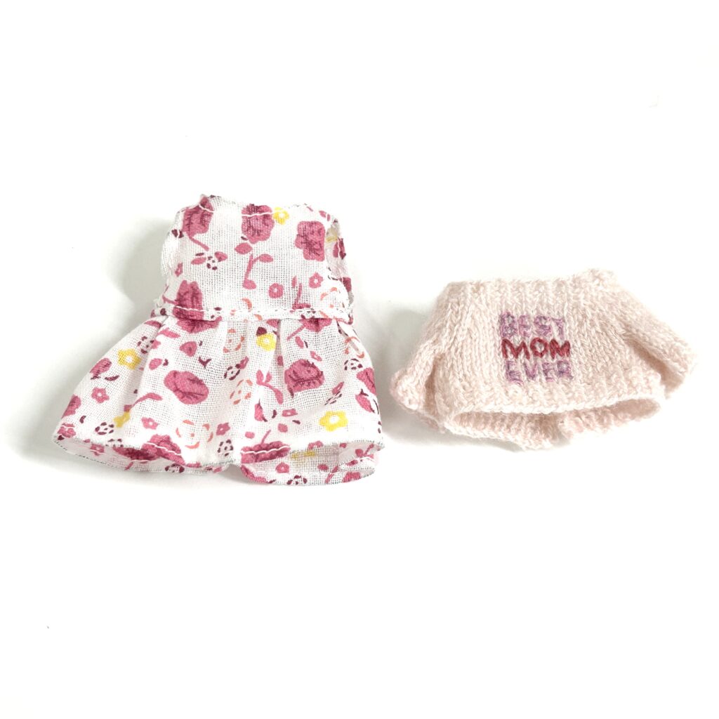 Robe une pièce rose et pull rose B fait main