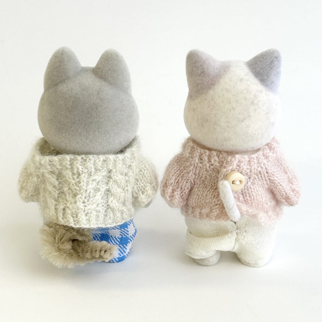 Knitted Cardigan Set Pink White Handmade