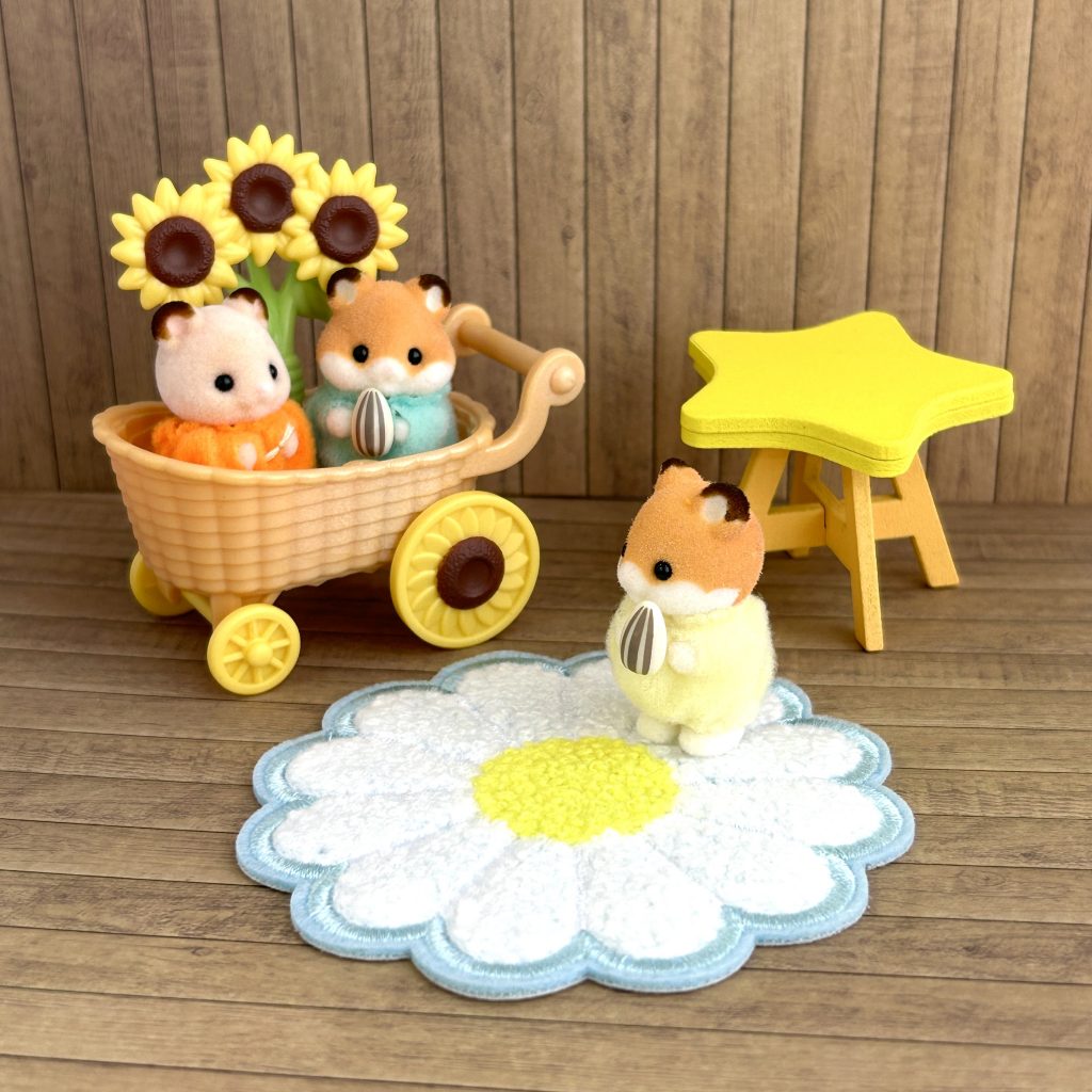 Miniature Round Rug Flower Blue White Seria