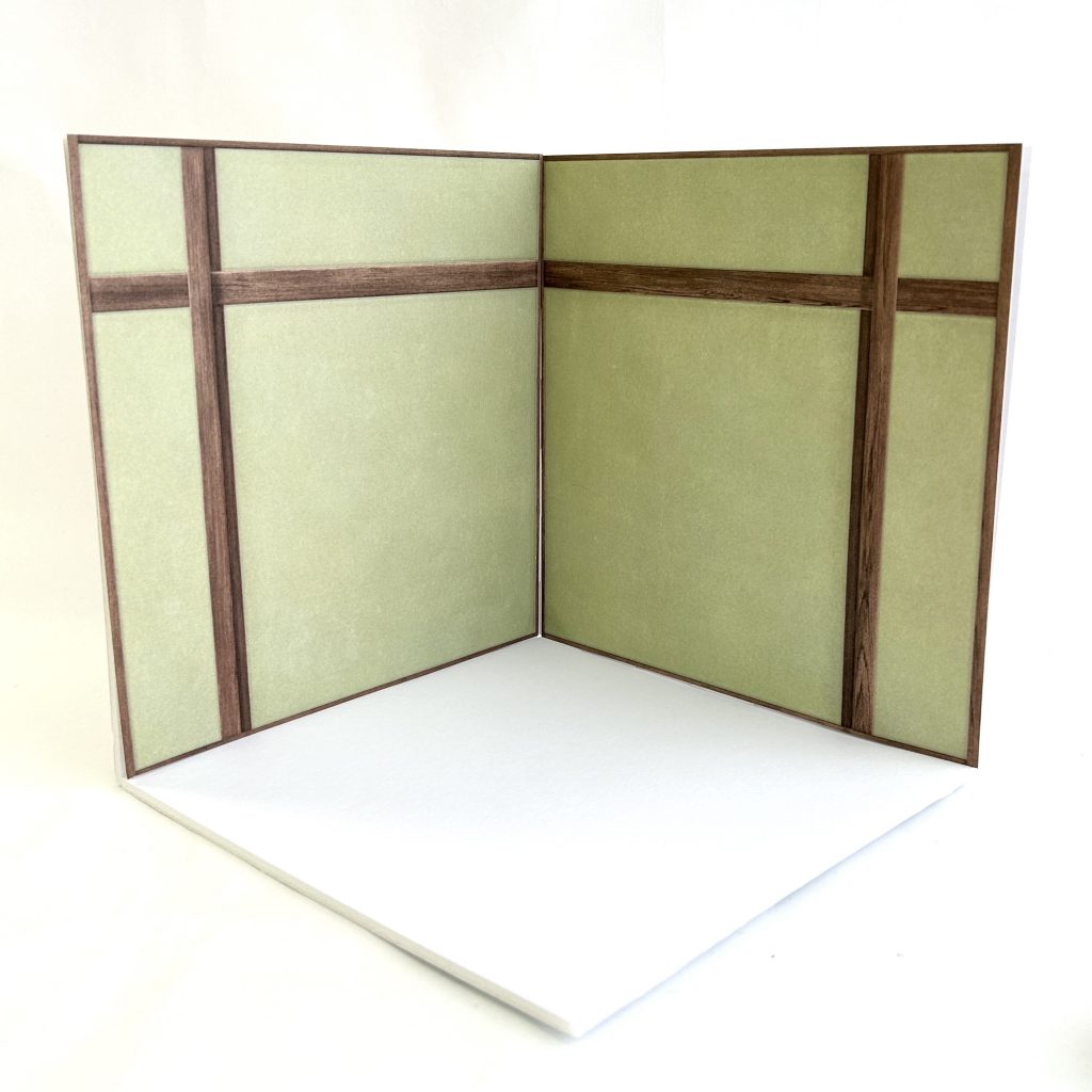 Set de base para casa de muñecas y lámina de papel tapiz estilo japonés, habitación verde Seria
