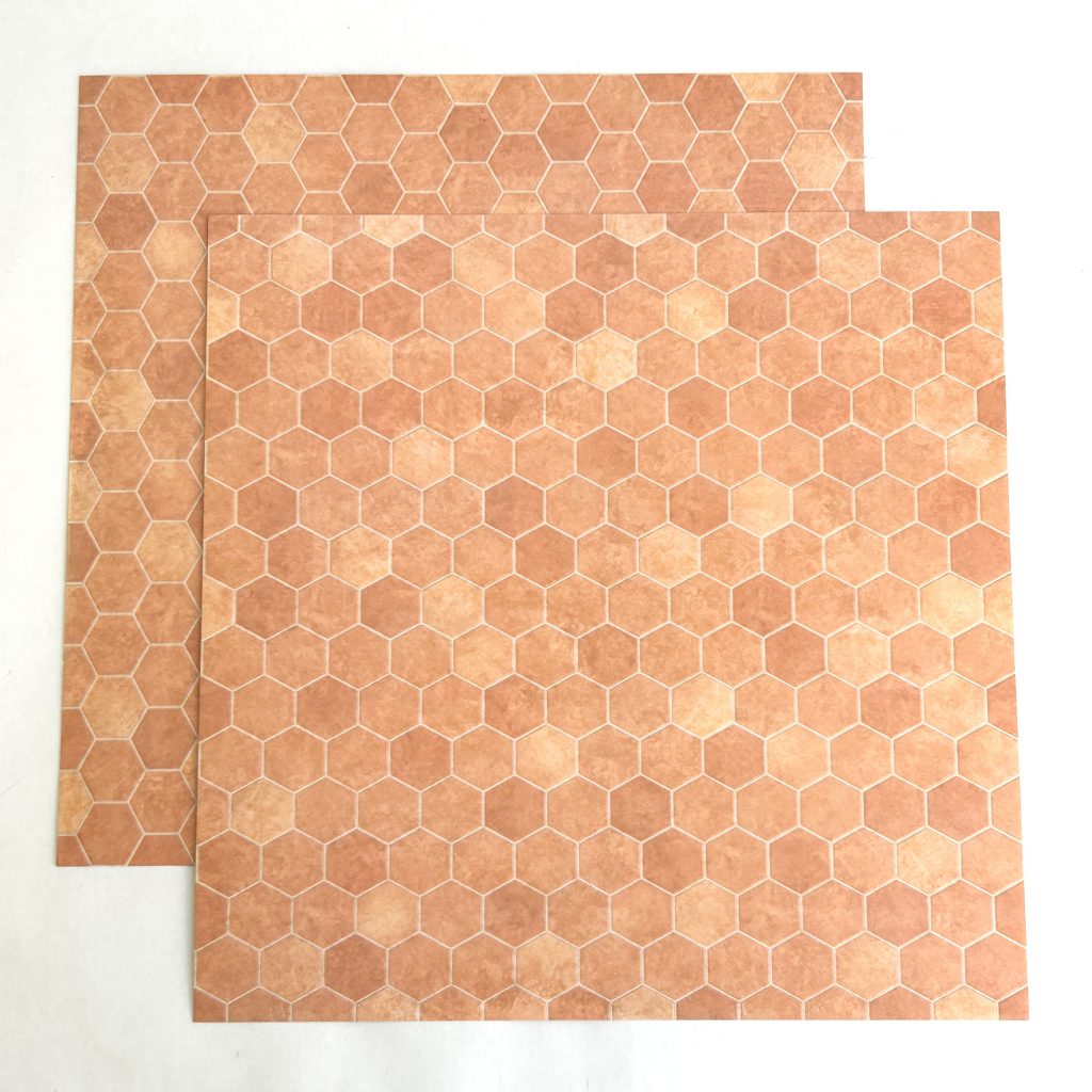 Set de 2 láminas de suelo para casa de muñecas, baldosa hexagonal Seria