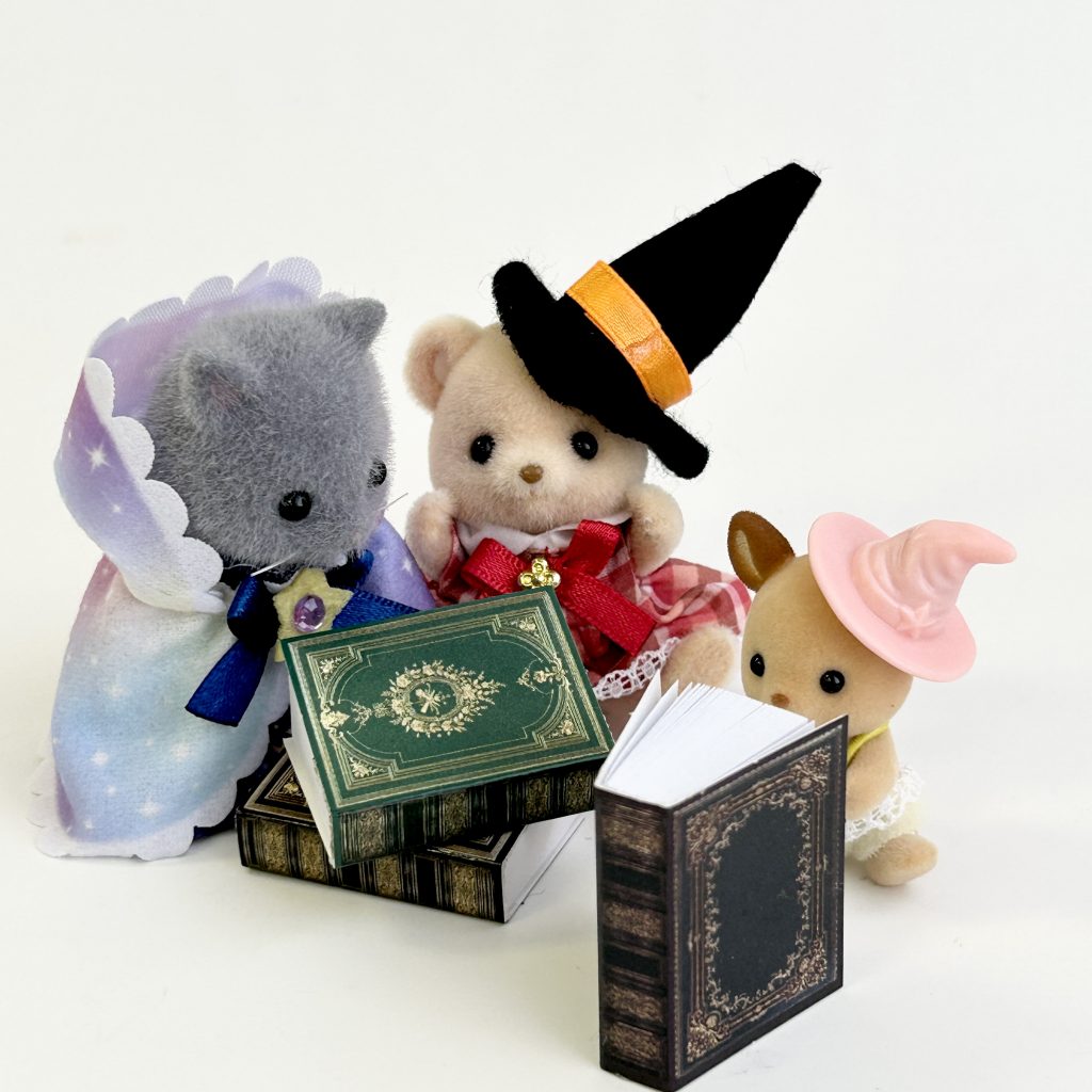 Miniature Witch's Hat and Magic Book Halloween Natural Kitchen