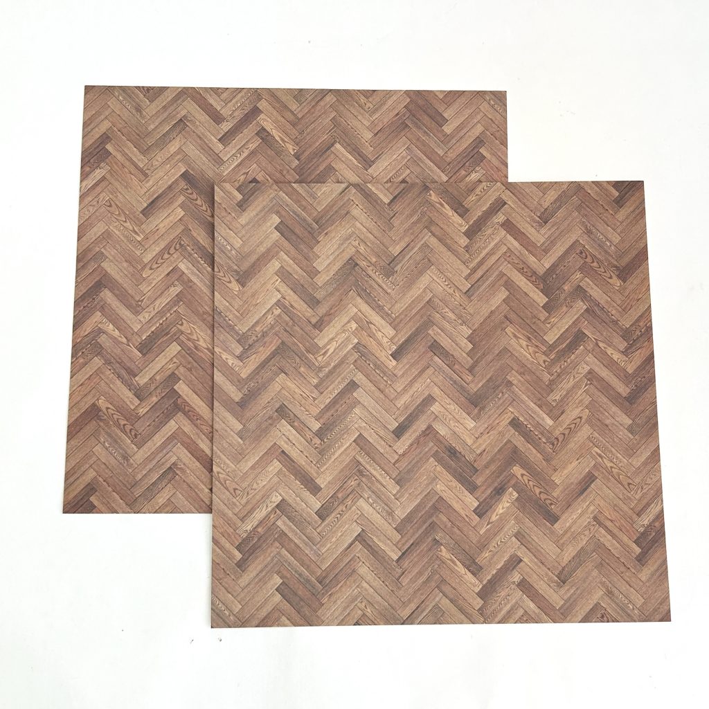 Dollhouse Wallpaper/Flooring Set of 2 Herringbone Dark Brown Seria