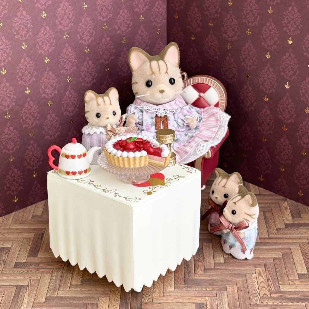 Dollhouse Wallpaper/Flooring Set of 2 Herringbone Dark Brown Seria