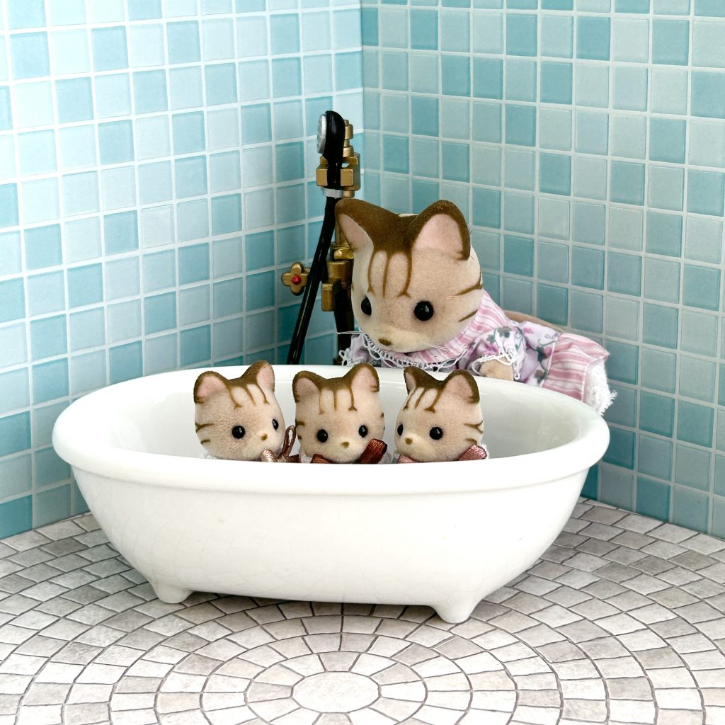 Dollhouse Wallpaper/Flooring Set of 2 Blue Tile Seria