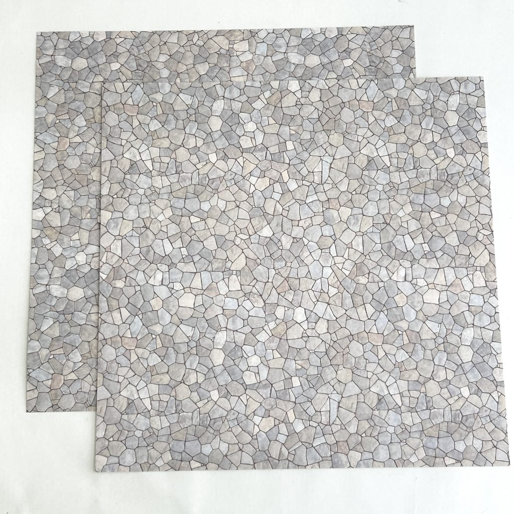Dalles de sol pour maison de poupée Lot de 2 Pavé en pierre gris Seria