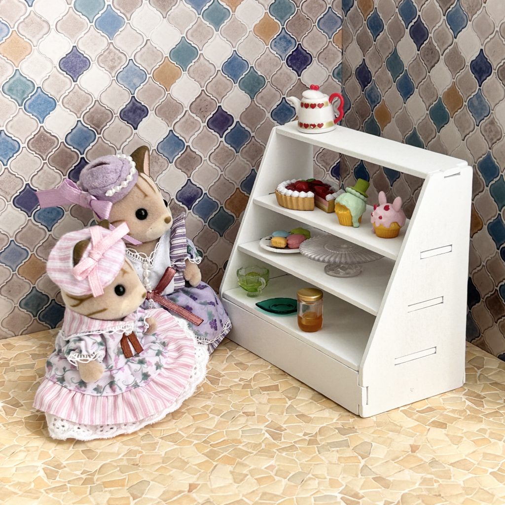 Set de 2 láminas de suelo para casa de muñecas, pavimento de piedra beige Seria