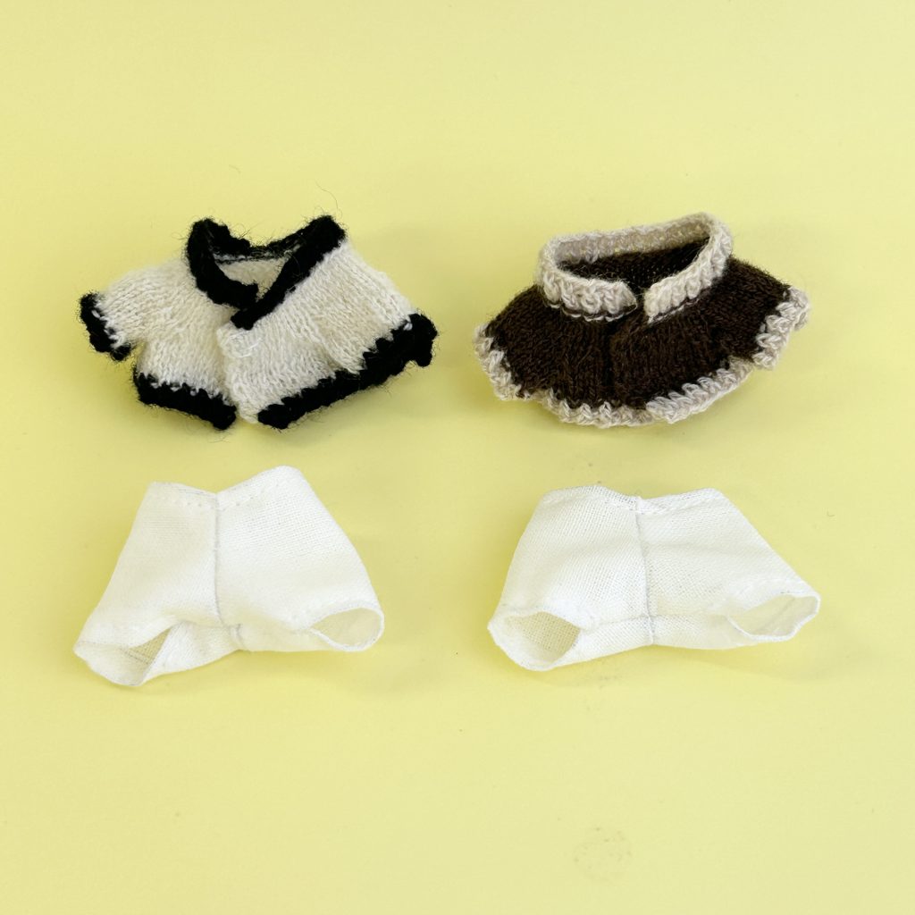 Collared Cardigan White and Brown Handmade