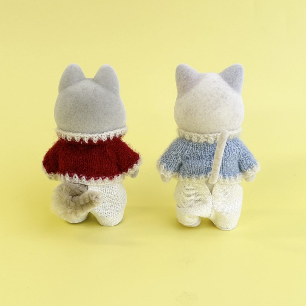 Collared Cardigan Red and Blue Handmade