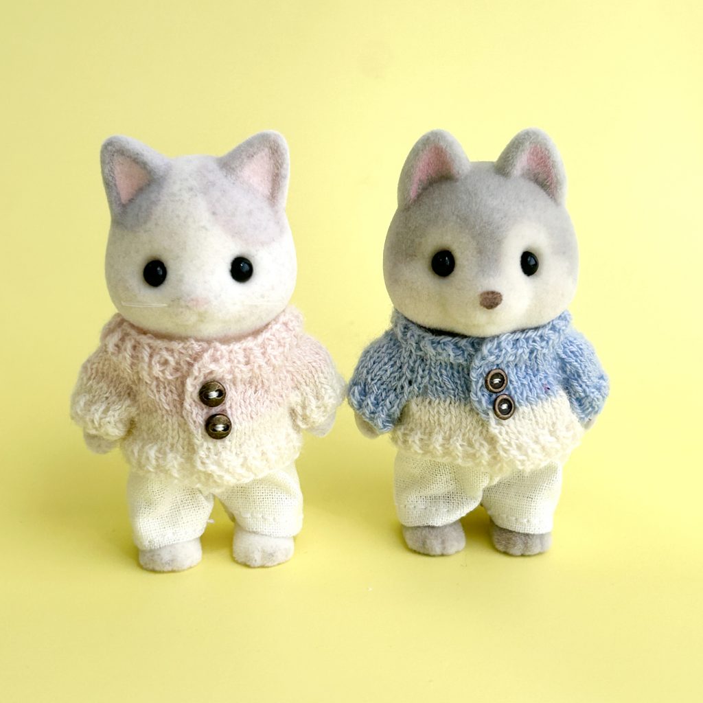 Hand-tricoté Cardigan Rose Bleu Clair Fait Main