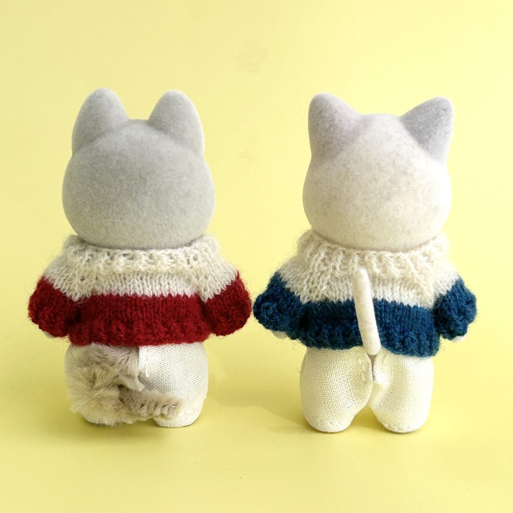 Hand-knitted Cardigan Red Blue Handmade